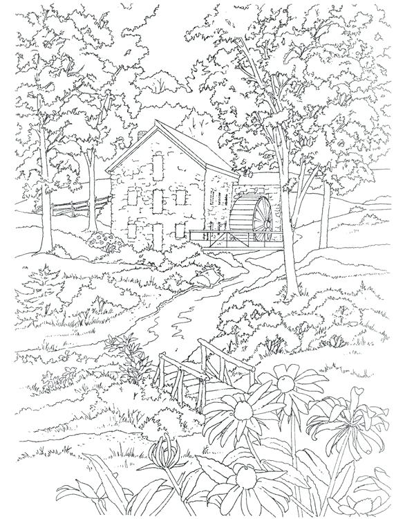 586x750 Landscape Coloring Pages For Adults