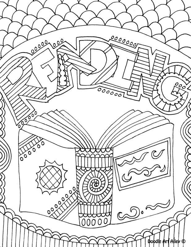 618x799 School Subject Coloring Page Notebook Cover Reading Art