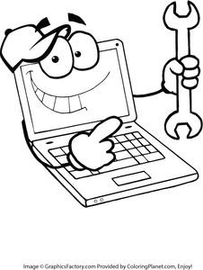 226x300 Free Laptop Repair Cartoon Coloring Page From Coloring