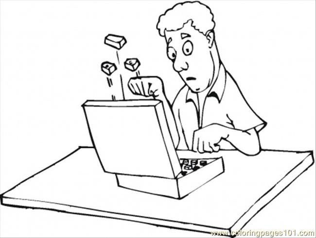 650x491 Mad Guy At The Laptop Coloring Page
