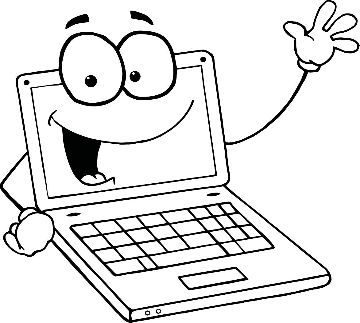 1173x1050 Coloring Page Of A Laptop Cartoon Character For Kids