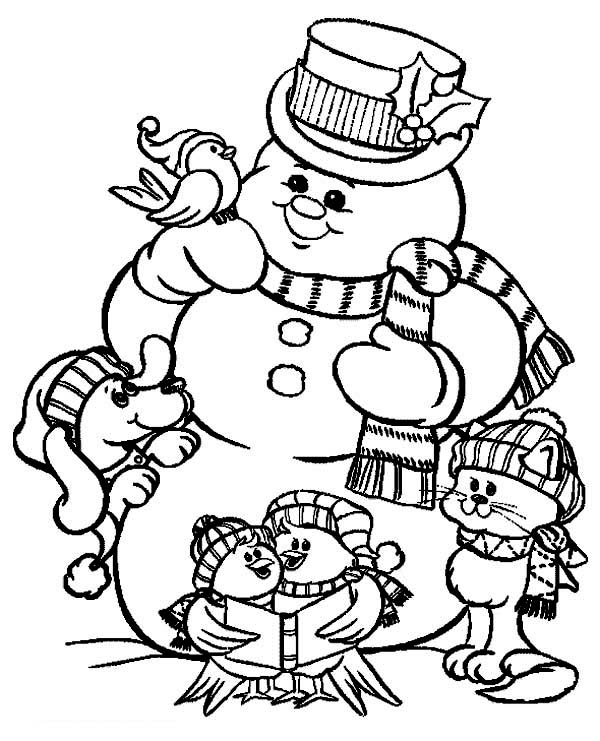 600x741 Christmas Snowman Coloring Pages