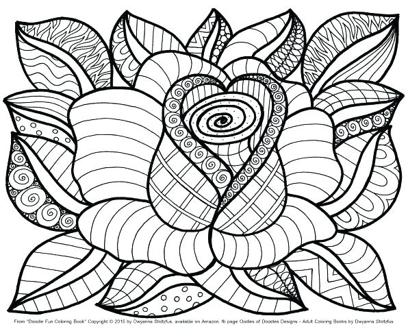 596x480 Detailed Flower Coloring Pages Flower Coloring Pages For Adults