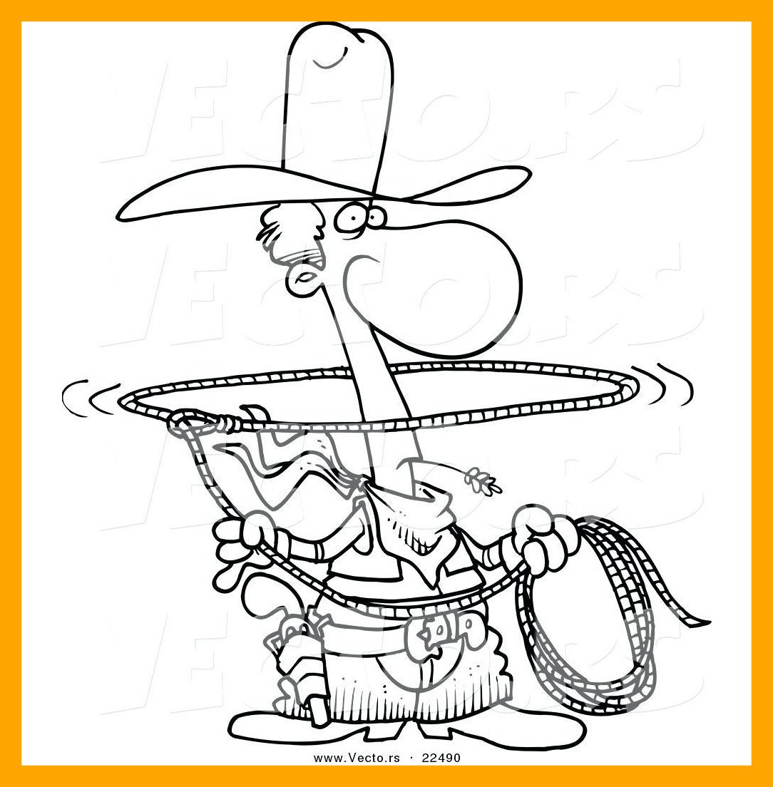 1084x1104 Incredible Vector Of A Cartoon Lasso Cowboy Coloring Page Outline