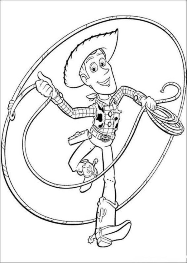600x841 Sheriff Woody Plays Lasso Toy Story Coloring Pages
