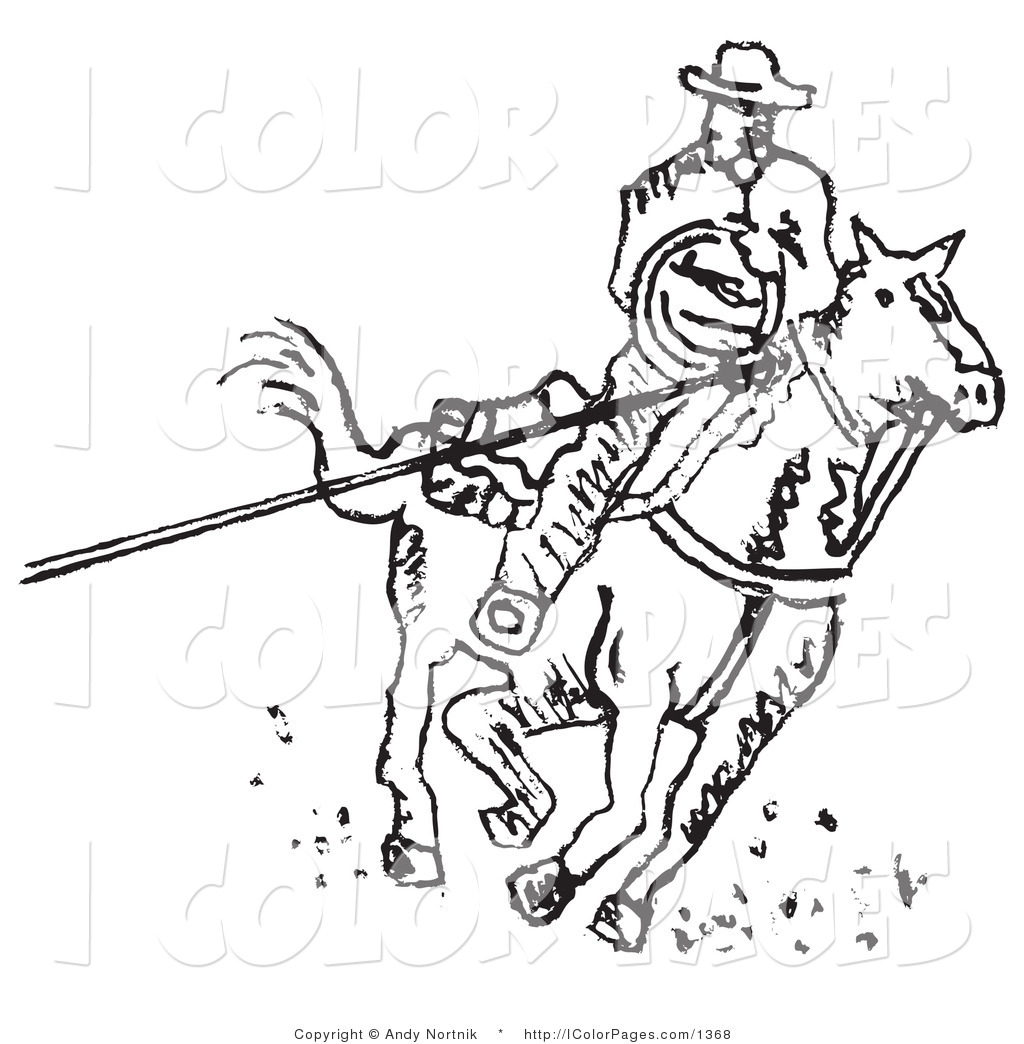 1024x1044 Vector Coloring Page Of Roper Cowboy Man On Horse, Using