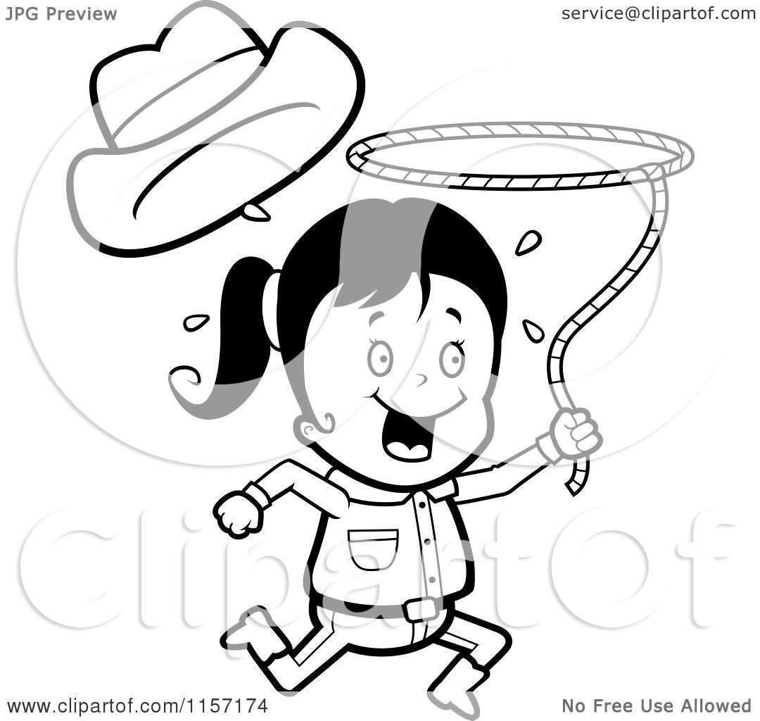 1080x1024 Cartoon Clipart Of A Black White Happy Cowgirl Running