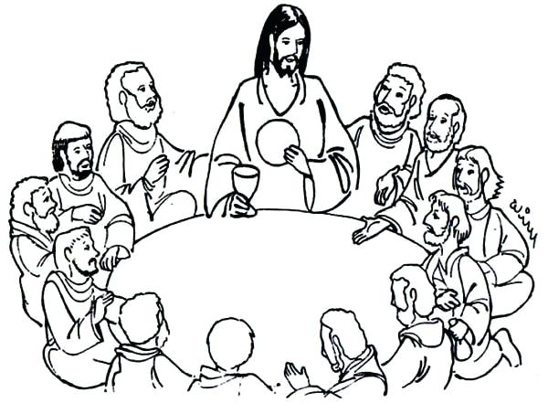 600x441 Jesus Last Supper Coloring Page Last Supper Coloring Page Coloring