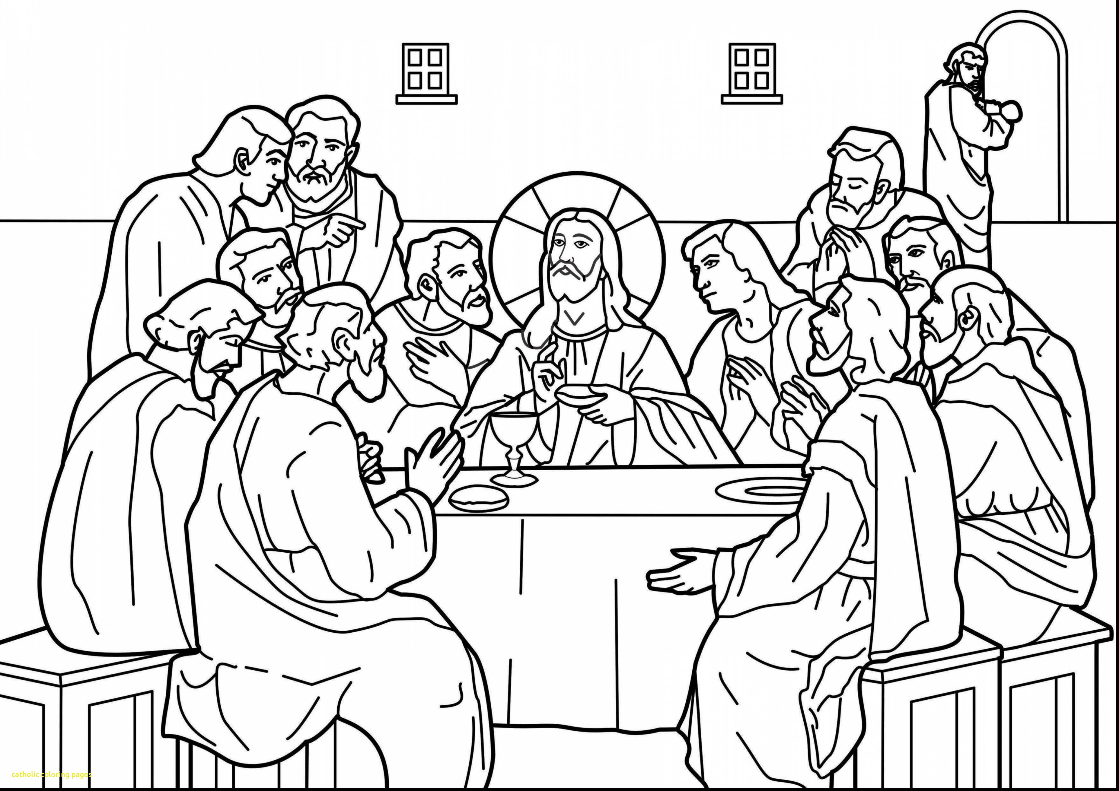3858x2728 Catholic Coloring Pages With Terrific Last Supper Coloring Page