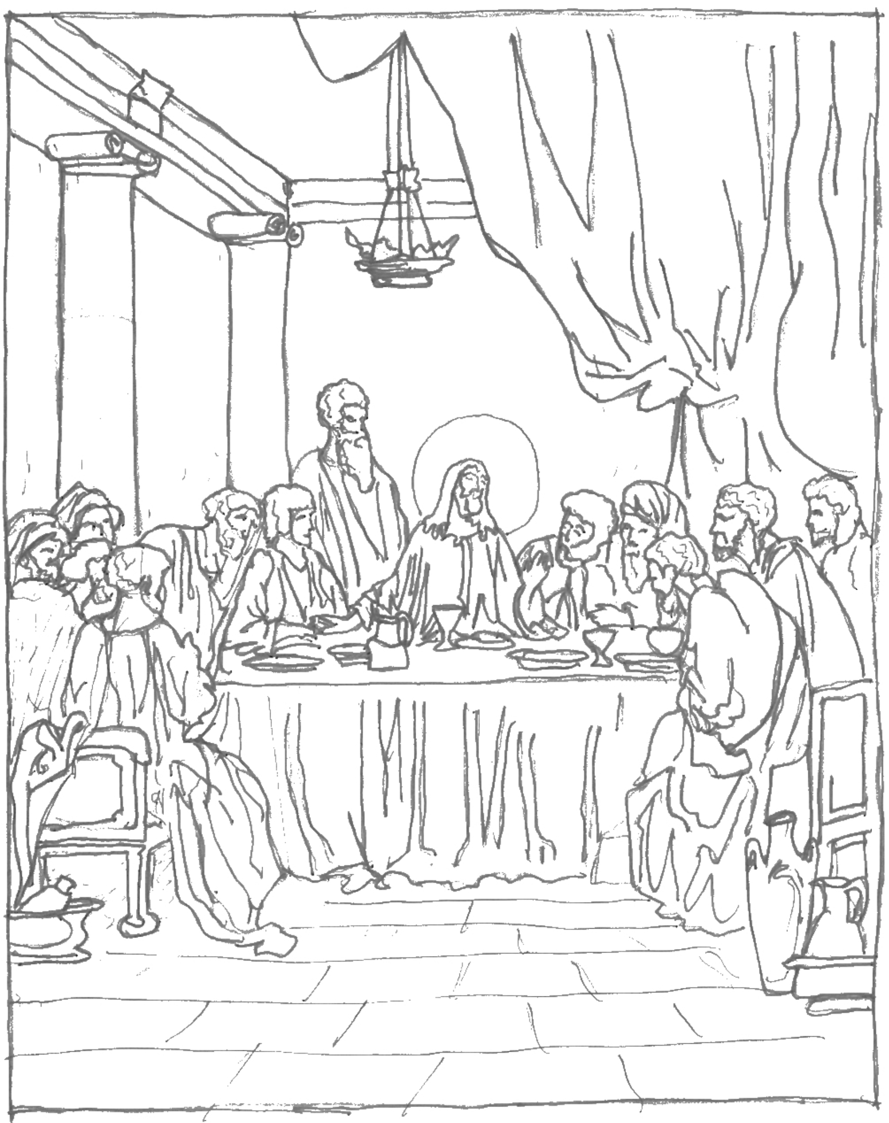 1784x2253 Free Coloring Page The Last Supper