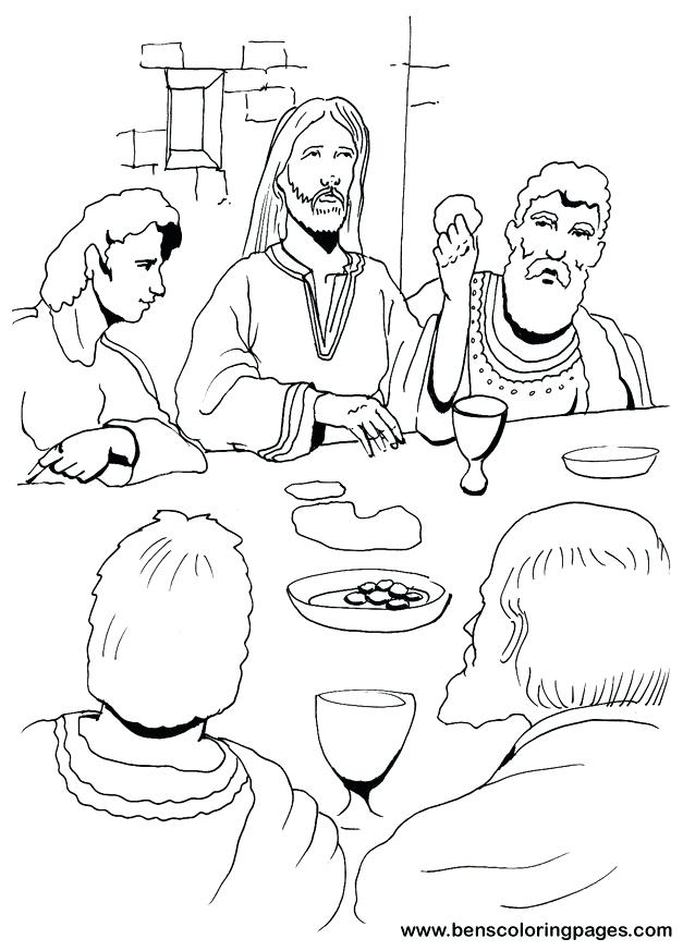 627x873 Jesus Last Supper Coloring Page Pages Printable For The Bible