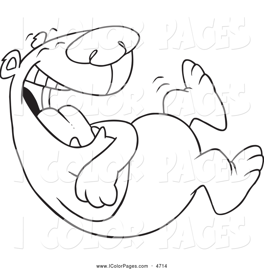 1024x1044 Vector Coloring Page Of A Black And White Bear Laughing