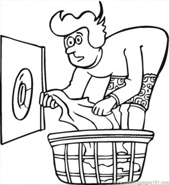 650x710 Doing The Laundry Coloring Page