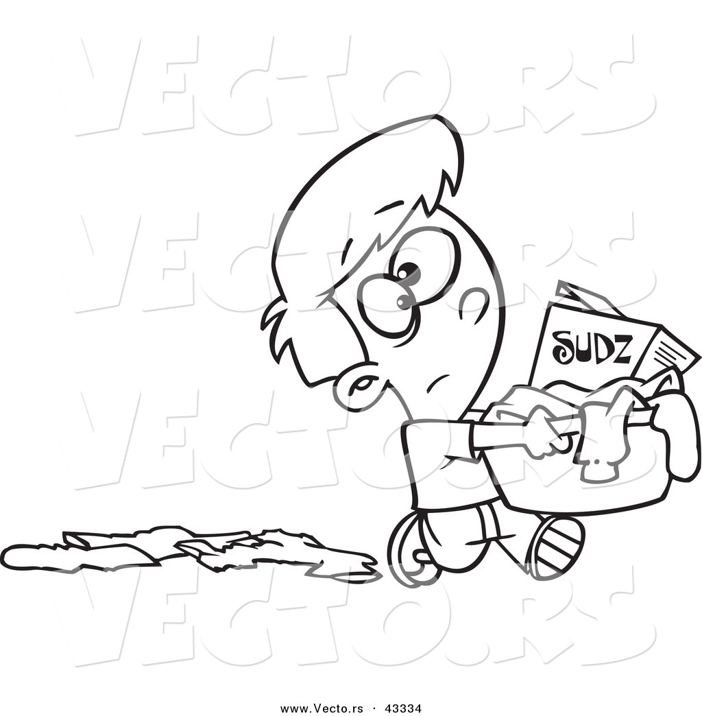 1024x1044 Vector Of A Cartoon Boy Carrying A Laundry Basket With Detergent