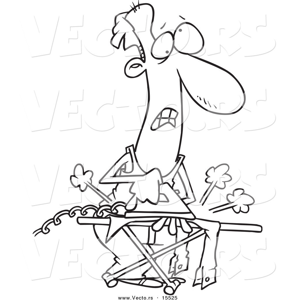 1024x1044 Vector Of A Cartoon Clueless Man Ironing Laundry