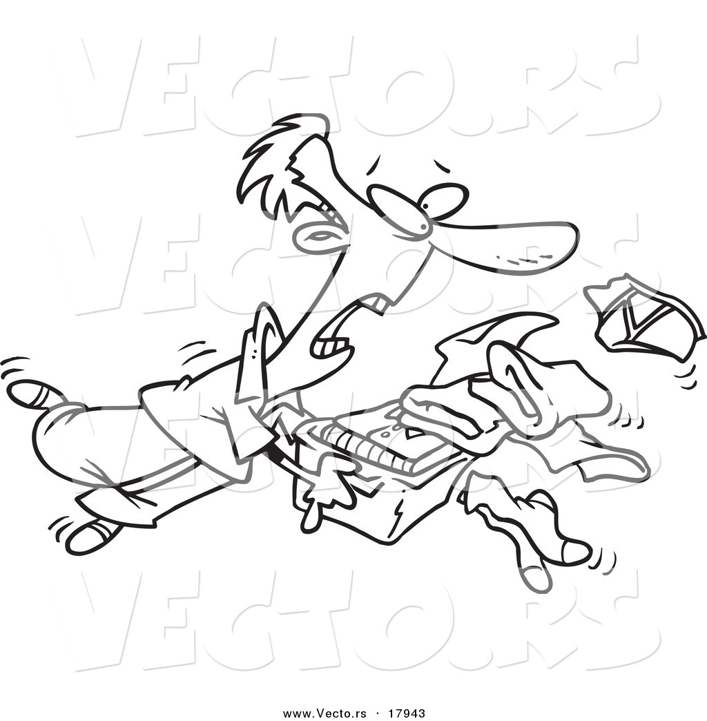 1024x1044 Vector Of A Cartoon Man Tripping And Dumping Folded Laundry
