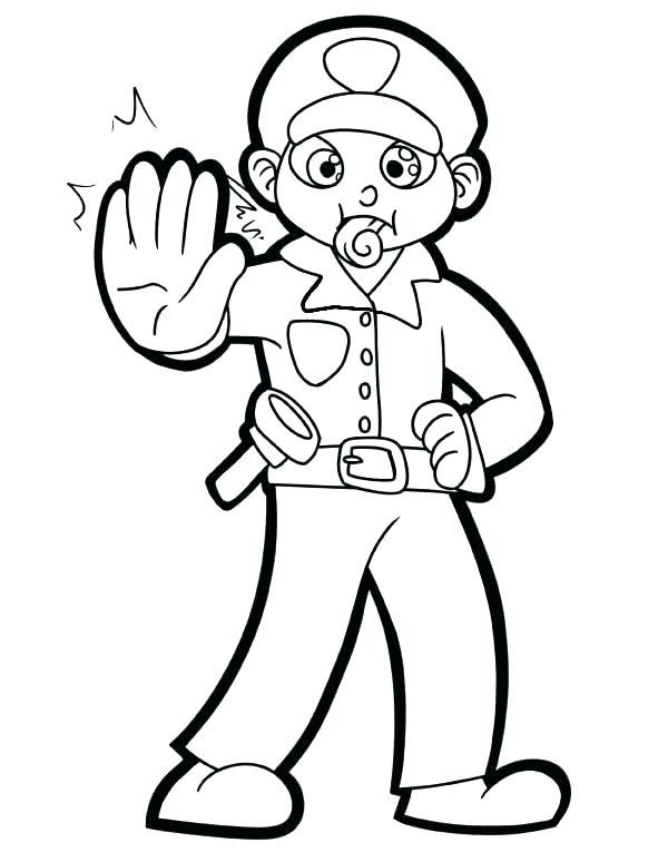 600x765 Police Hat Coloring Page Fireman And Policeman Coloring Pages