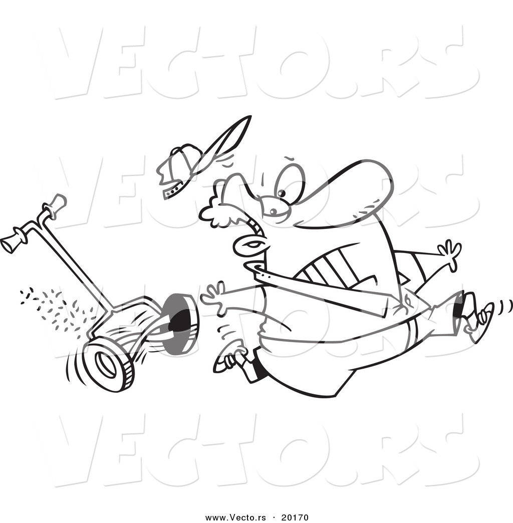1024x1044 Vector Of A Cartoon Man Running From A Lawn Mower