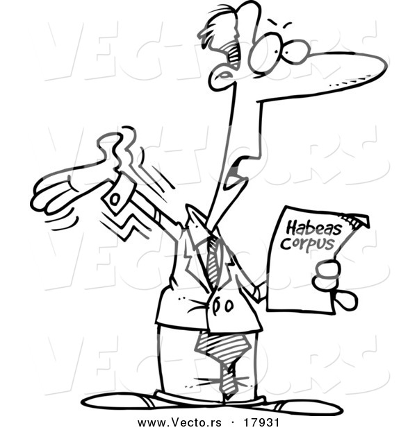 600x620 Vector Of A Cartoon Lawyer Reading Habeas Corpus