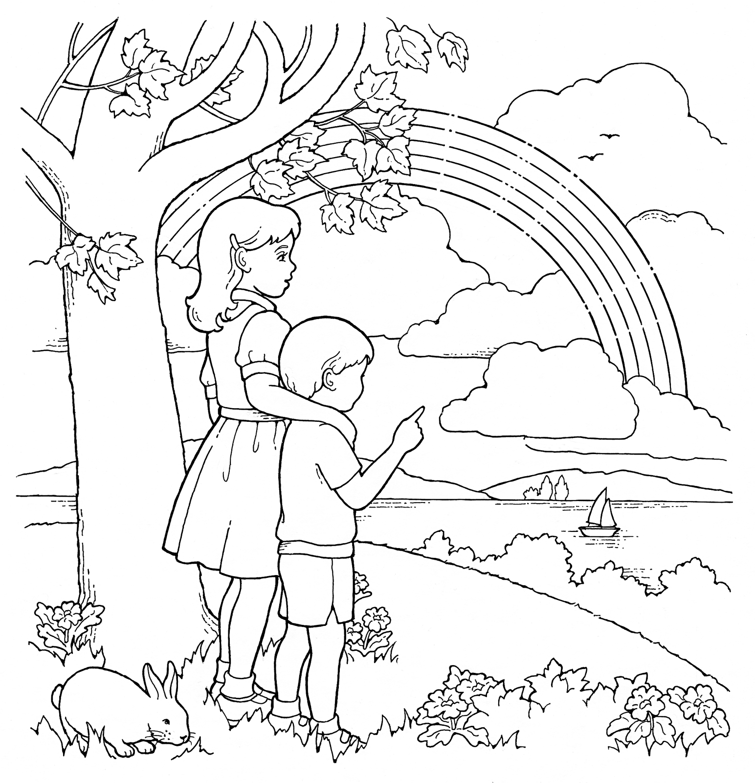 1544x1600 Primary Coloring Page Children And Rainbow Ldsprimary Lds Lds