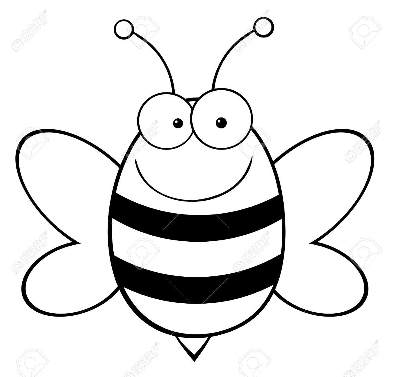 1300x1248 Outlined Bee Mascot Cartoon Character Stock Vector