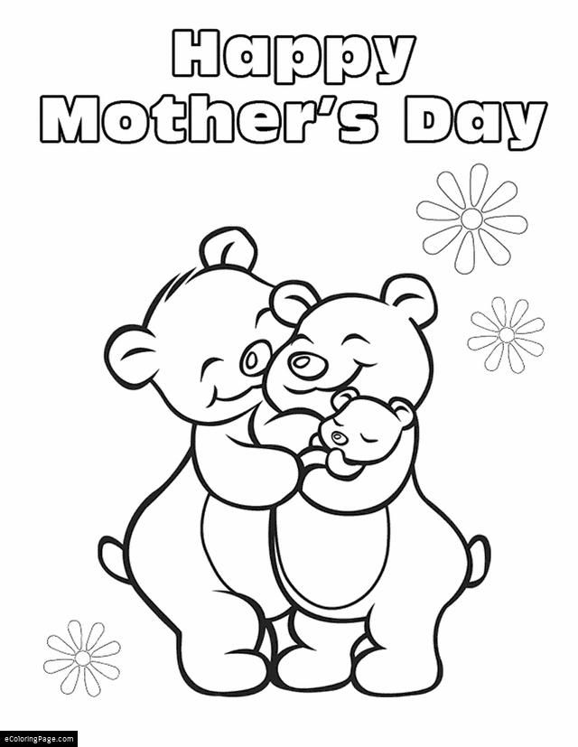 640x827 Happy Mothers Day Family Of Bears Printable Coloring Page School