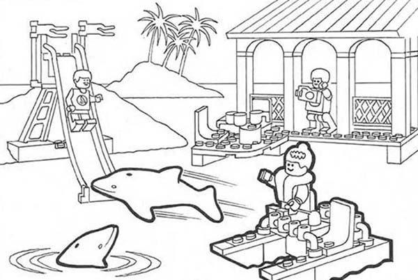 600x402 Lego Duplo House With Dolphins Pool Coloring Pages Batch Coloring