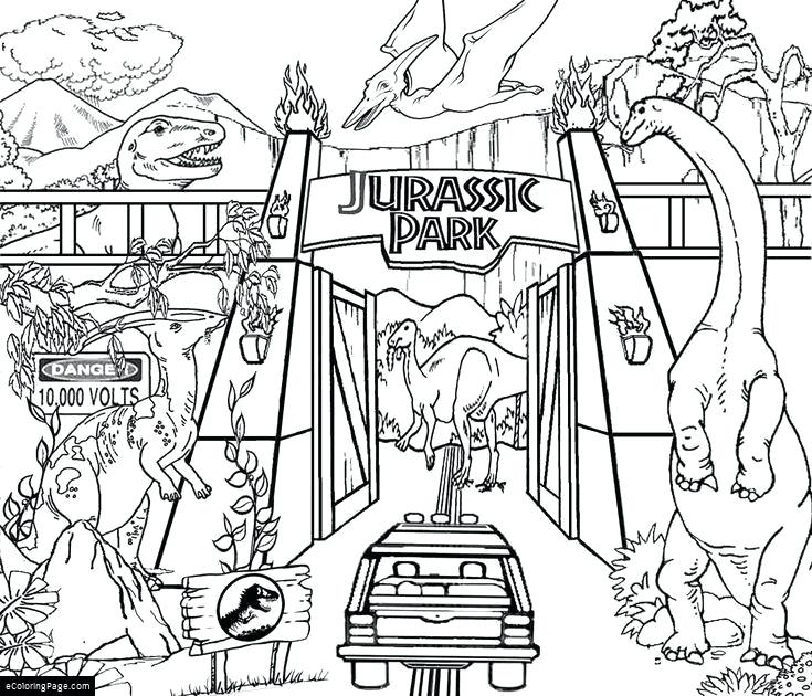 735x630 Jurassic Park Coloring Page