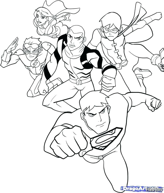 700x821 The Justice League Coloring Pages Young Justice League Coloring