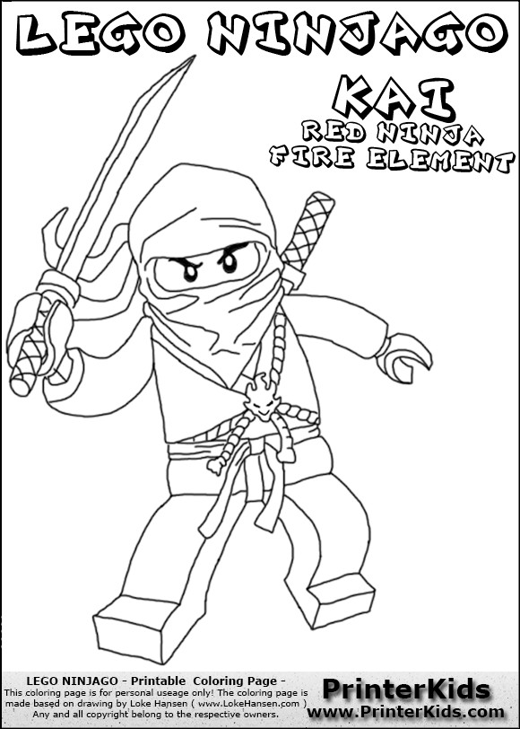 580x812 Ninjago Coloring Pages Inspirational Lego Ninjago Kai With Sword