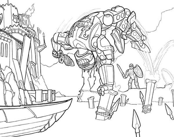 600x472 Lego Knights Versus Robot Coloring Pages Batch Coloring