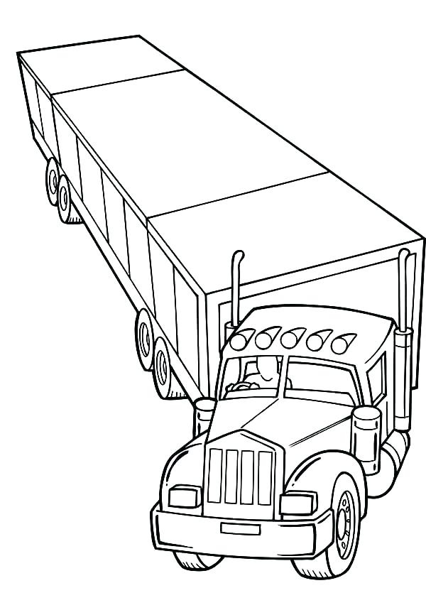 600x859 Semi Truck Coloring Page