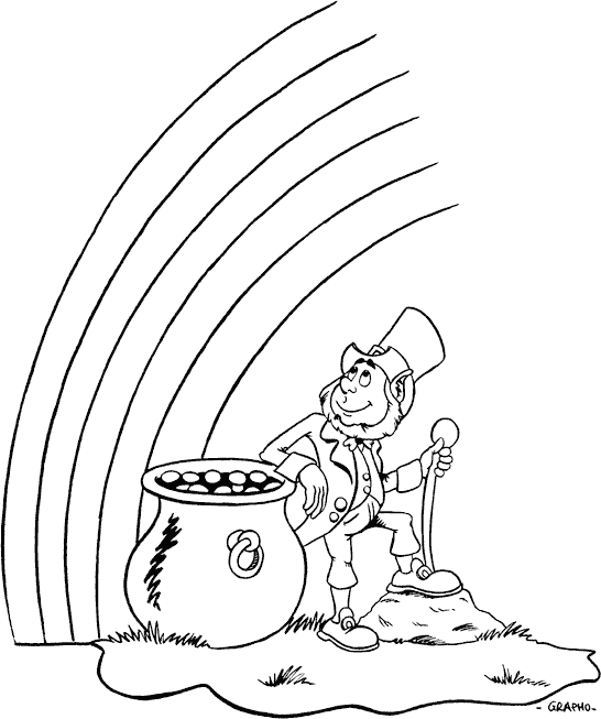 546x653 Leprechaun Watching Rainbow Coloring Page