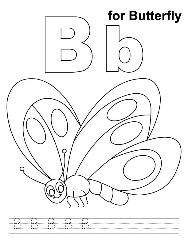 612x792 B For Butterfly Coloring Page With Handwriting Practice Let