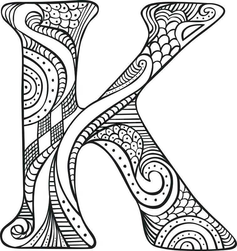 757x800 Letter Coloring Pages Free Letter K Coloring Sheet Hand Drawn
