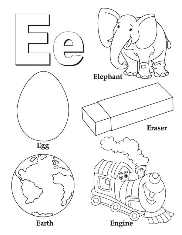 600x776 Learning Words Letter E Coloring Page Best Place To Color