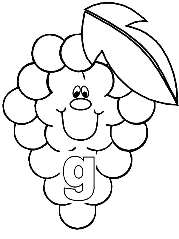 600x800 Grapes Coloring Pages G Coloring Page Grapes For Smiling Letter G