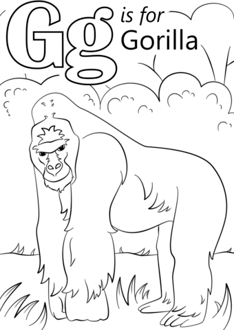 340x480 Letter G Is For Gorilla Coloring Page From Letter G Category