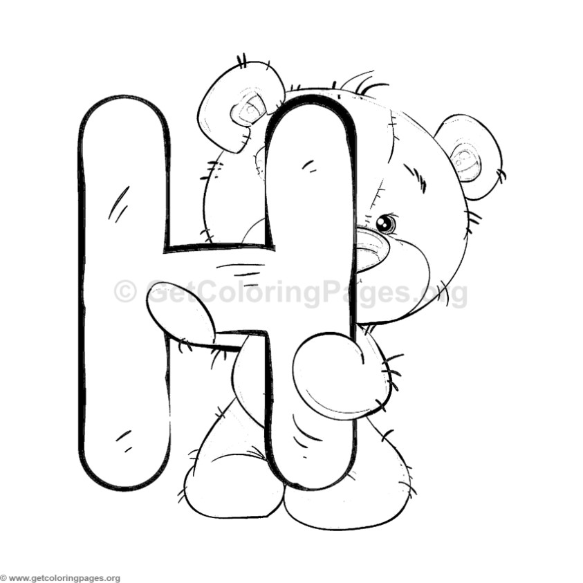 843x843 Teddy Bear Alphabet Letter H Coloring Pages