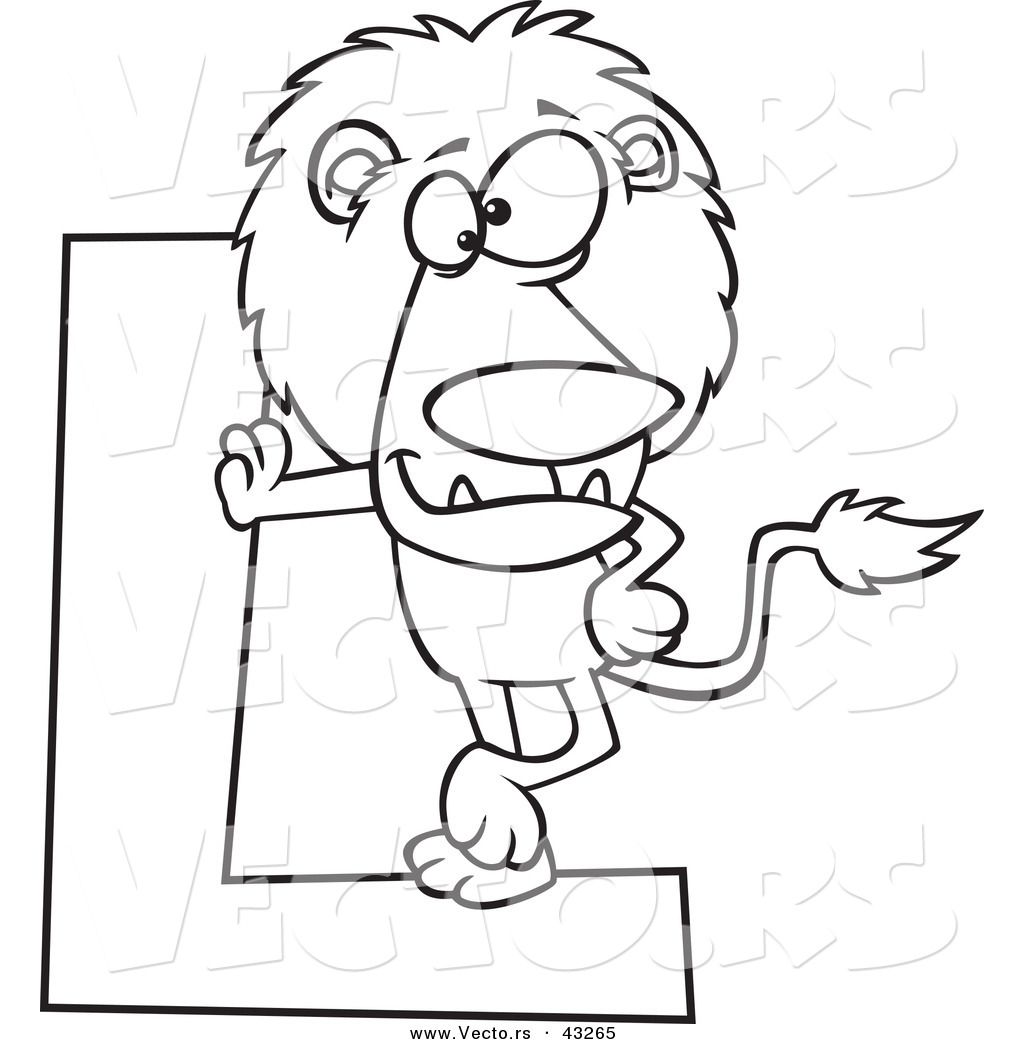 1024x1044 Vector Of A Cartoon Lion Leaning Against A Letter L