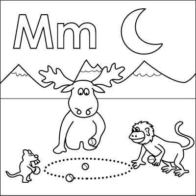400x400 Letter M Coloring Page