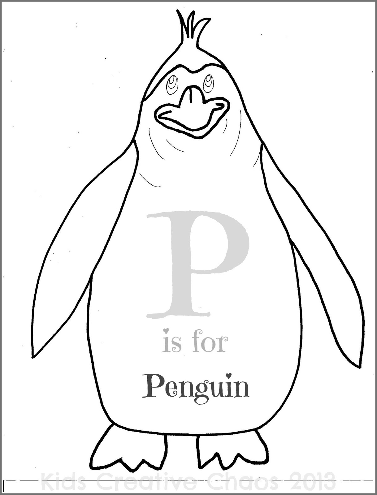 1218x1600 Penguin Printable Coloring Pages Letter P Winter Theme