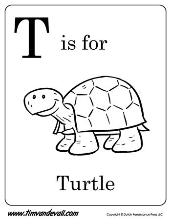 350x453 T Is For Turtle Letter T Coloring Page Alphabet Book