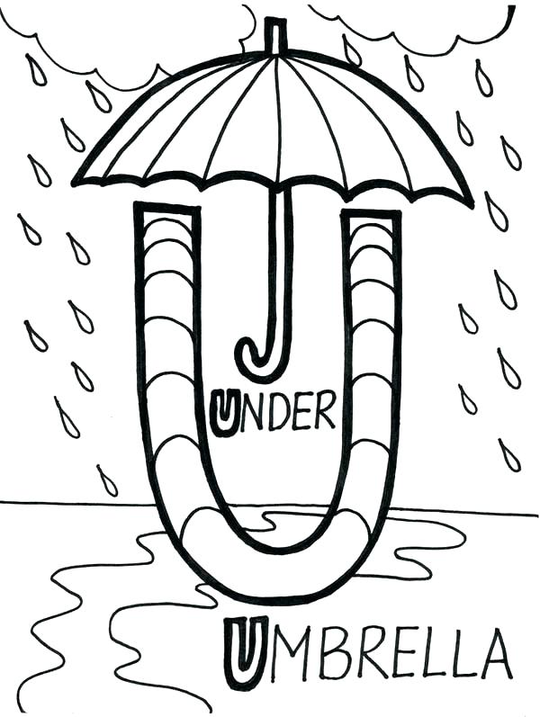 600x797 U Coloring Pages Learn Alphabet Umbrella Is For Letter U Coloring