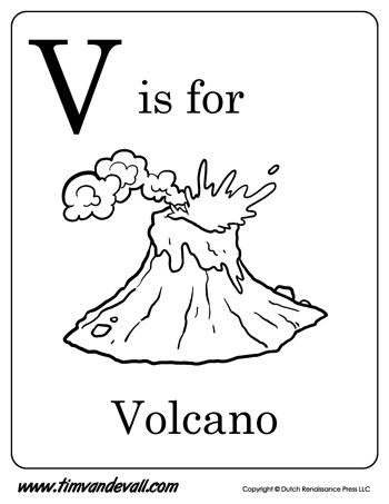 350x453 V Is For Volcano Letter V Coloring Page Alphabet Book