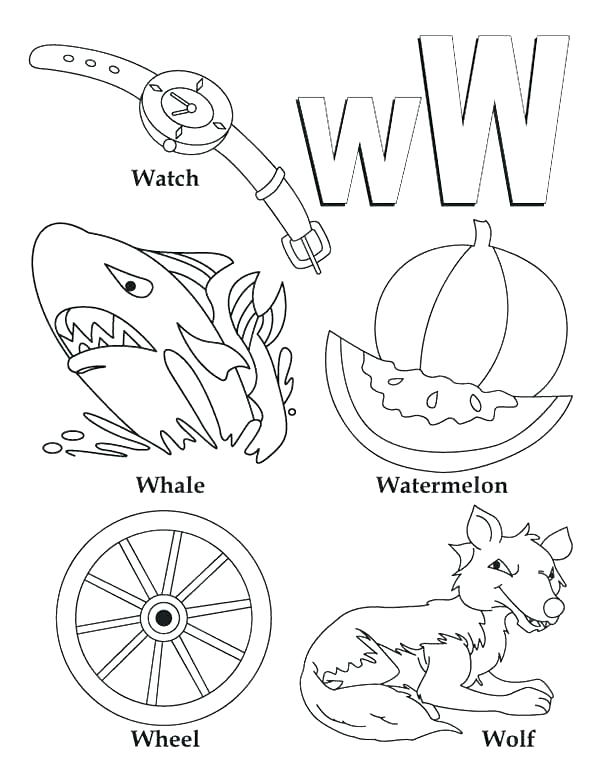 600x776 Letter W Coloring Page Letter W Coloring Letter W Various Words