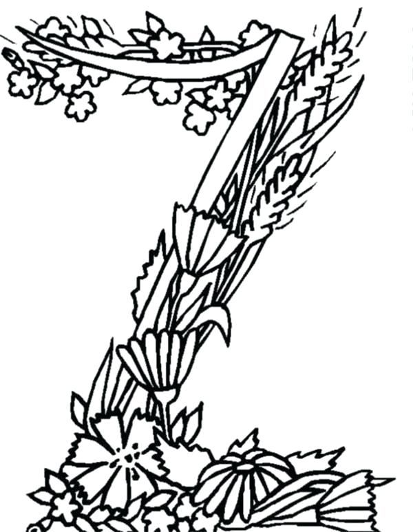 600x773 Letter Z Coloring Page Alphabet Flowers Letter Z Coloring Pages