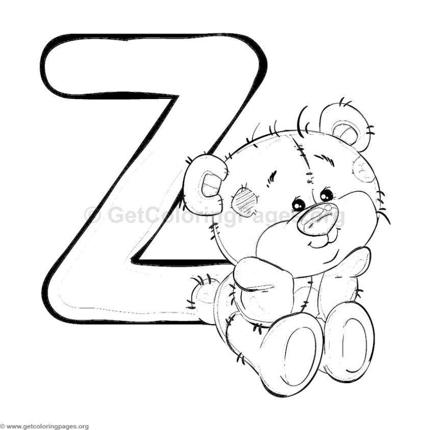 843x843 Teddy Bear Alphabet Letter Z Coloring Pages