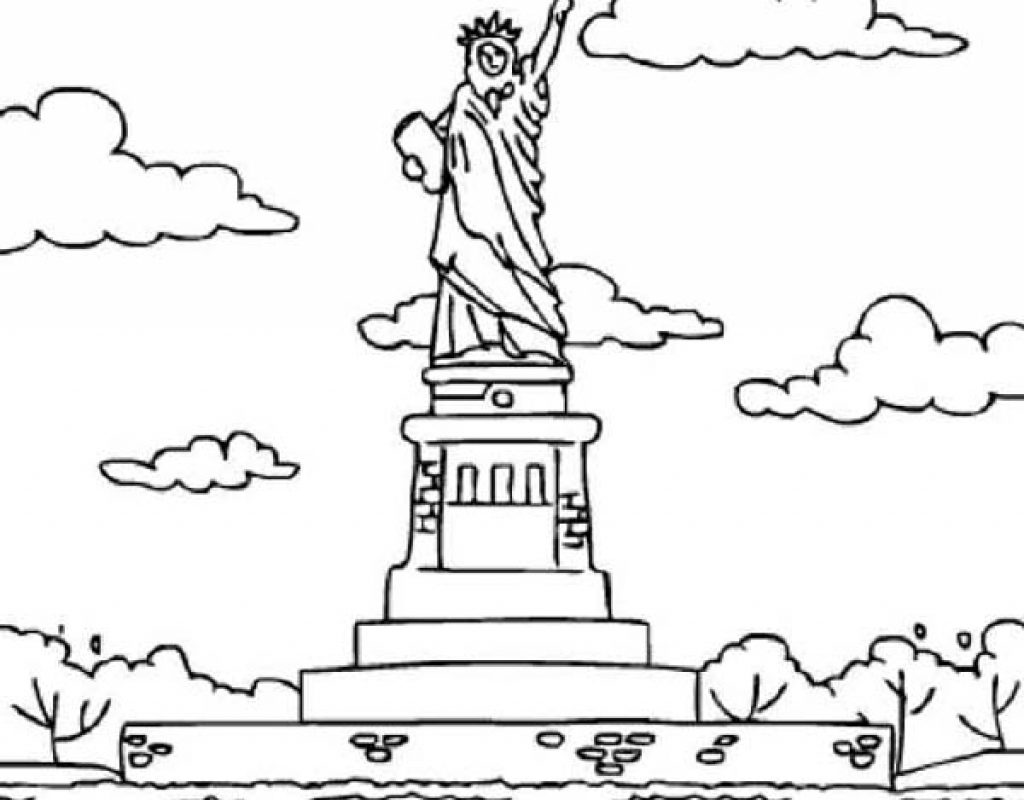 1024x800 Realistic Statue Of Liberty Coloring Pages Free Printable Adult