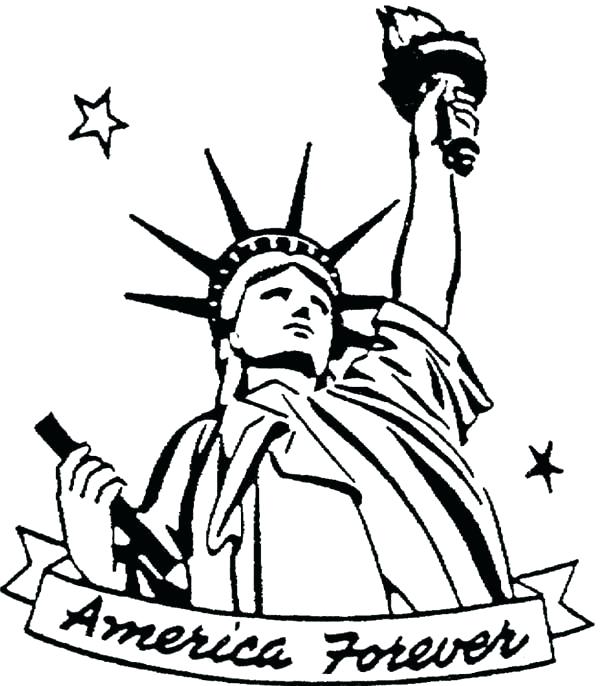 600x686 Coloring Pages Of The Statue Of Liberty Statue Of Liberty Coloring